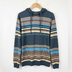 Billabong Striped Lightweight Pullover Longline Hoodie Blue and Brown Stripes